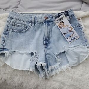 Rewash Distressed Light Blue Jean Shorts